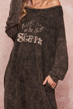Charcoal Under the Stars Long-Sleeve Graphic T-Shirt Mini Dress
