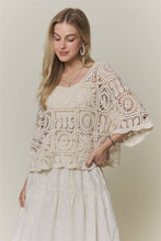 OPEN-KNIT SQUARE CROCHET TOP Rust