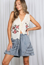 Washed Denim Ruffle Accent 100%Tencel Chambray Denim Shorts