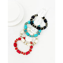 Bold Stones and Beads Mixed Adjustable Stretch Bracelet: MIX COLOR / ONE(12)
