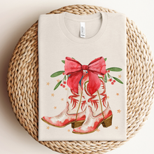 Western Boots Coquette Graphic Tee: Light Beige