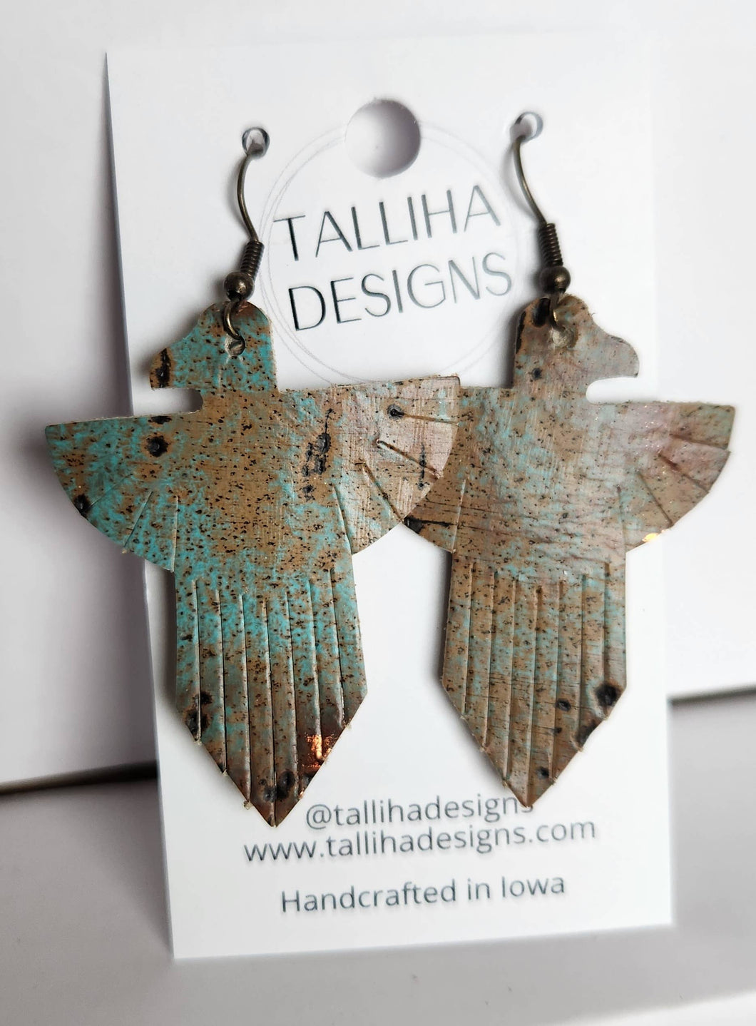 Copper Wildwood Genuine Leather Boho Western T-Bird Earrings