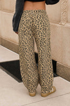 LEOPARD PRINT DRAWSTRING BARREL PANTS : BROWN
