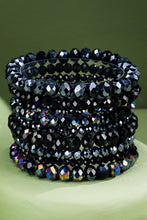 Sapphire Waves Glass Bead 9 Set Bracelet