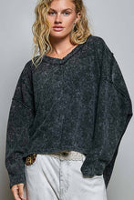 Black Vintage Thermal Micro-Check Waffle Knit Solid POL Top