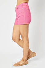 Magenta High Waist Garment Dyed Embroidery Judy Blue Shorts