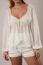 Ivory Ruffle Long Sleeve Flare Blouse