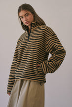 HT3686 Mandy Half Zip Fleece Pullover (TAUPE/BLACK): TAUPE/BLACK / S-M-L (3-2-1)