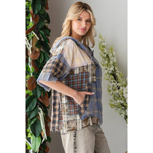 Pink Washed Plaid Mix Button Down Oli+Hali Hoodie