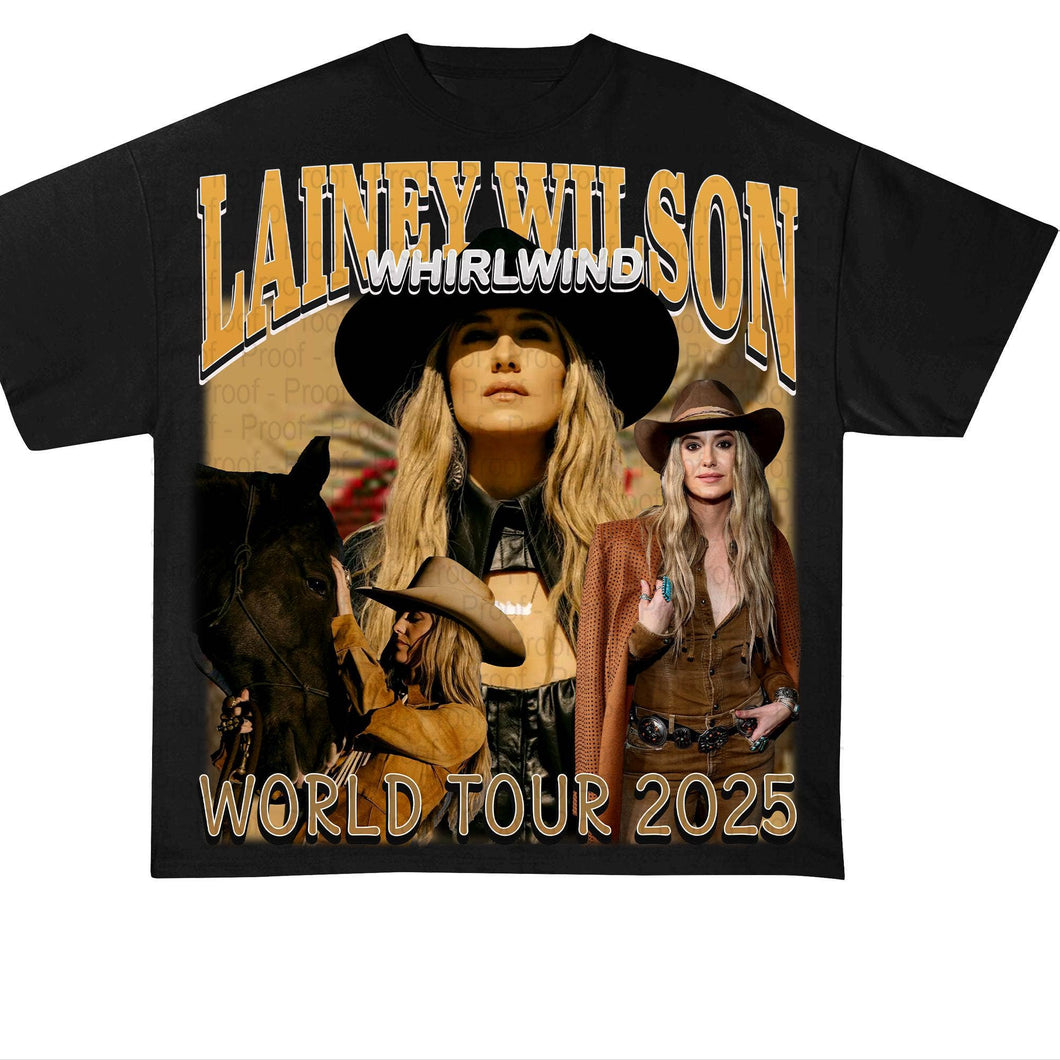Black Lainey Wilson Whirlwind Tour Bootleg Tee