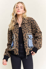 Brown Leopard Jacket with denim pockets