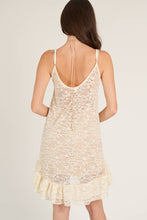 Beige Spaghetti Strap Lace Dress with Ruffle Hem