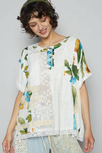 Aqua POL Round neck short sleeve floral knit rib top