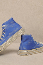 MX-CHANTEL - Studded High Top Sneakers: Blue / Standard / 6(1)-6.5(1)-7(1)-7.5(2)-8(2)-8.5(2)-9(2)-10(1)