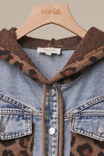 Cheetah Denim Vest with Animal Print Sleeves and Hoodie
