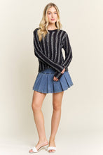 Black Vertical Textured Stripe Sweater