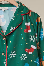 Green Floral Print Button-Up Cardigan Loungewear