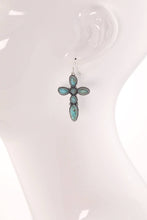 Western Cross Semi Stone Earrings: TQ-TURQUOISE