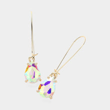 Dark Teardrop Stone Cushion Dangle Earrings
