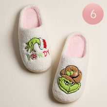 Ivory Pink Howdy Western Grinch Holiday Indoor Slippers: Ivory Pink