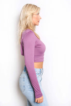 Berry Conserve Long Sleeves Mock Neck Solid Crop Top