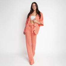 Coral Catalina Knit Half Sleeve Button Up Top