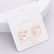 Lavender Cushion Square Stone Stud Evening Earrings