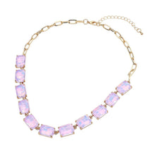 Lavender Opal Cushion Rectangular Stone Cluster Link Evening Necklace