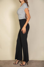 High Waist Stretch Crepe Flare Pants: Black / L