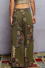 Olive Double gauze varied printed patchwork woven POL pants