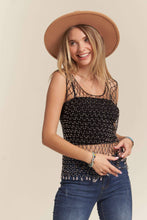 Silver Bead Accent Fishnet Tank Top