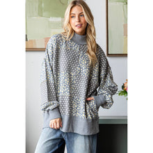 Grey Floral Patterened Funnel Neck Long Sleeve Oli+Hali Sweater
