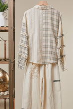 Beige Bohemian Lace Panel Mixed Stripe Shirt