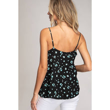 Black V-neck Print Cami: