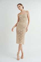 Nude Corset Lace Bustier Midi Dress