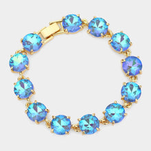 Red American USA Round Stone Link Evening Bracelet