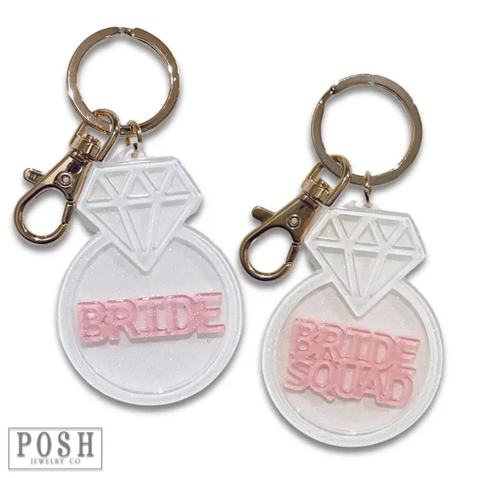 Bride Diamond ring shape wedding keychain