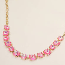 Coral Neon Cushion Square Stone Link Evening Necklace