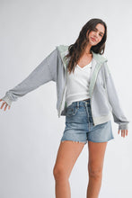 Blue Striped Zip Hoodie