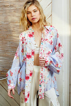 White Lilac Multi Oversize long sleeve print woven button down POL shirt