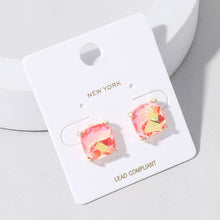 Silver Clear Cushion Square Stone Stud Evening Earrings