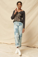 Lavender Vintage Washed Split-Neck Thermal Graphic Top