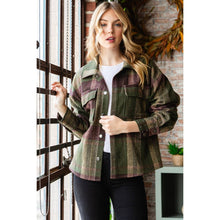 Olive Plaid Stud Cuff Shirt Veveret Jacket
