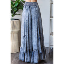 Light Denim Washed Wide Leg Ruffled Hem Tencel Oli+Hali Pants