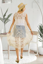 White Crochet Hi Low Tunic Top