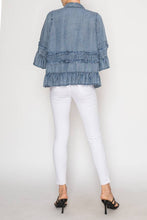 Denim Lightweight Chambray Ruffle Detailed Jacket
