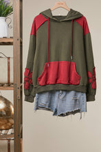 Olive Multi Floral Patch Hooded Sweatshirt