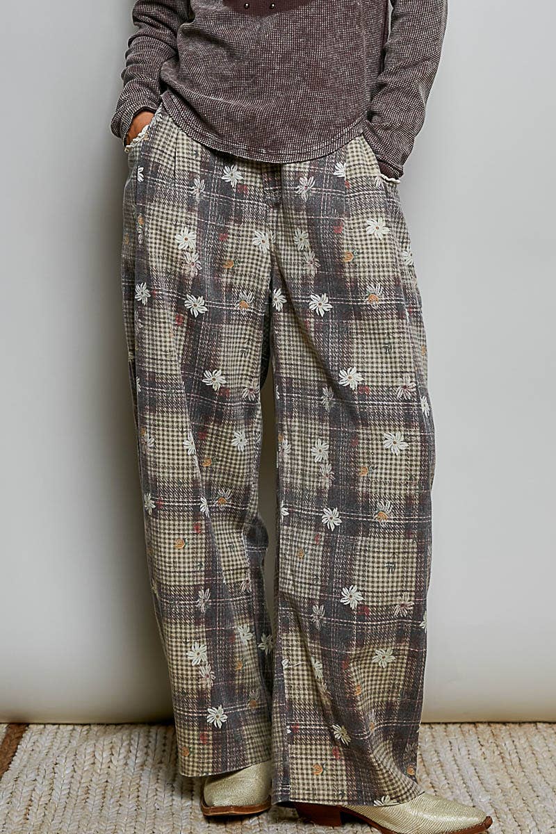 Choco Multi Crafted Textured Allover Print Woven Wide-Leg POL Pants