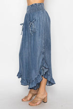 Denim Chambray Elastic Waist Bloomer Pants