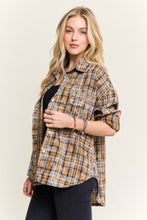 Mocha Burnout Plaid Washed-Look Shirt